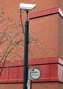 CCTV camera outside the British Library on London's Euston Road.